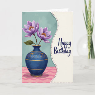 Carte d'anniversaire florale saphir