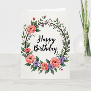Carte d'anniversaire florale sereine