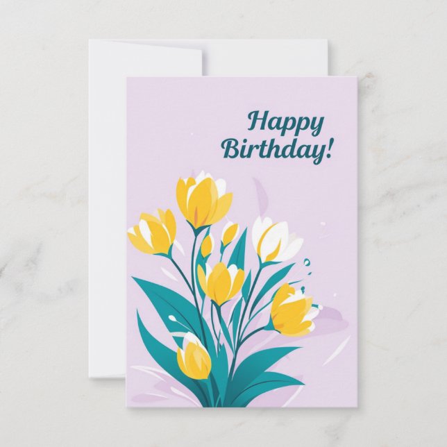 Carte d'anniversaire florale vibrante avec Joyeux  (Devant)
