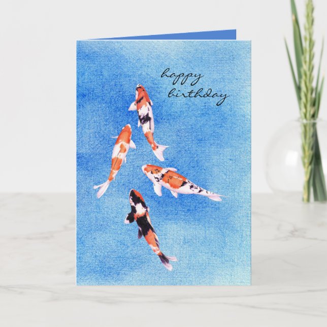 Carte d'anniversaire flottante Koi blue (Devant)