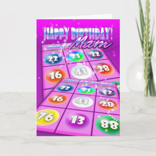 Carte d'anniversaire folle de bingo-test de maman