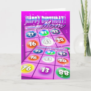 Carte d'anniversaire folle de bingo-test de maman