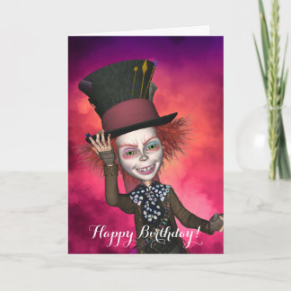 Carte d'anniversaire folle de chapelier