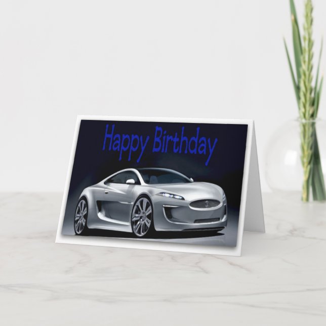 Carte d'anniversaire fraîche de voiture de sport (Devant)