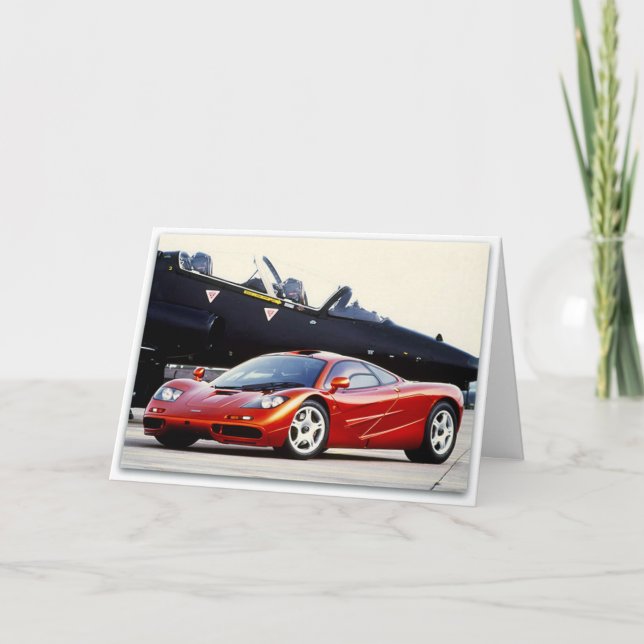 Carte d'anniversaire fraîche de voiture et de jet (Devant)