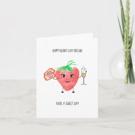 Carte d'anniversaire fraise - Carte pliée mignonne