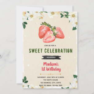 Carte d'anniversaire fraise mignonne
