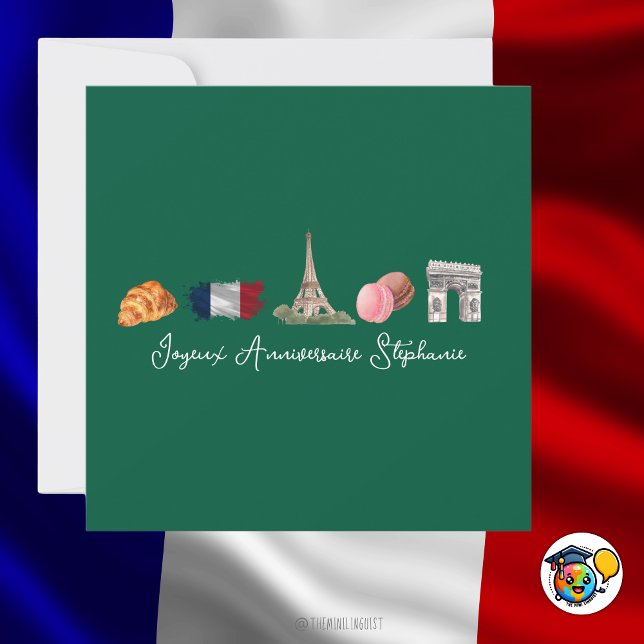 Carte d'Anniversaire Française Heureuse, Joyeux An (Créateur téléchargé)