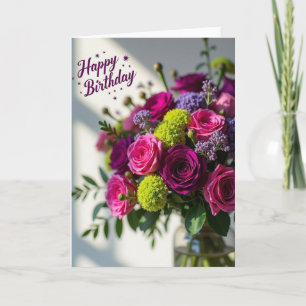 Carte d'anniversaire fuchsia adorable