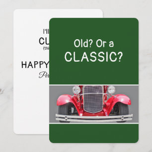 Carte d'anniversaire fun vieille voiture des année