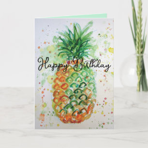 Carte d'anniversaire Funky Pineappy Fruit Watercol