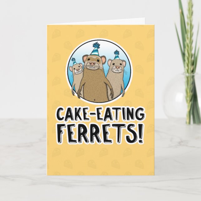 Carte d'anniversaire Funny Cake Ferrets (Devant)