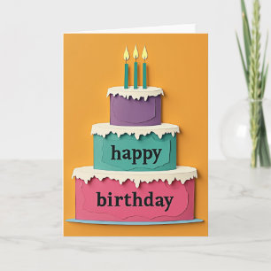 Carte d'anniversaire Gâteau Coloré Sucré