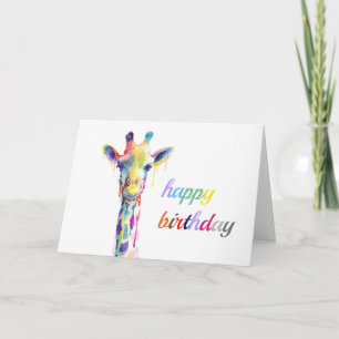 Carte d'anniversaire - Giraffe colorée
