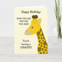Carte d'anniversaire Giraffe humoristique