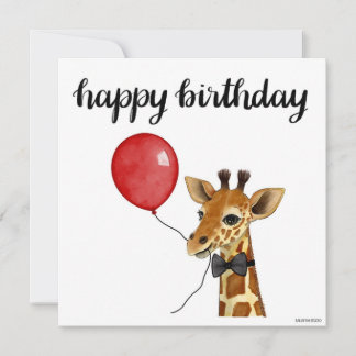 Carte d'anniversaire Giraffe peinte à la main