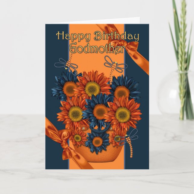 Carte d'anniversaire Godmère - Tournesol Et libell (Devant)