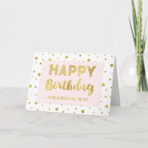 Carte d'anniversaire Gold Confetti rose Tante