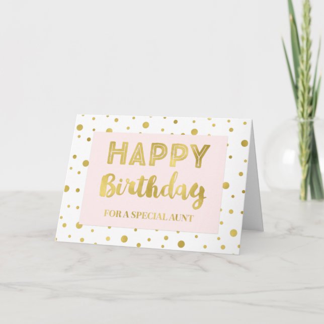 Carte d'anniversaire Gold Confetti rose Tante (Devant)