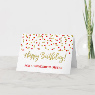 Carte d'anniversaire Gold Red Confetti