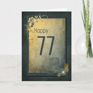 Carte d'anniversaire Gold vintage 77e