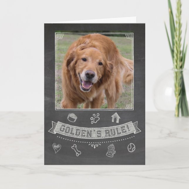 Carte d'anniversaire Golden Retriever Chalkboard (Devant)