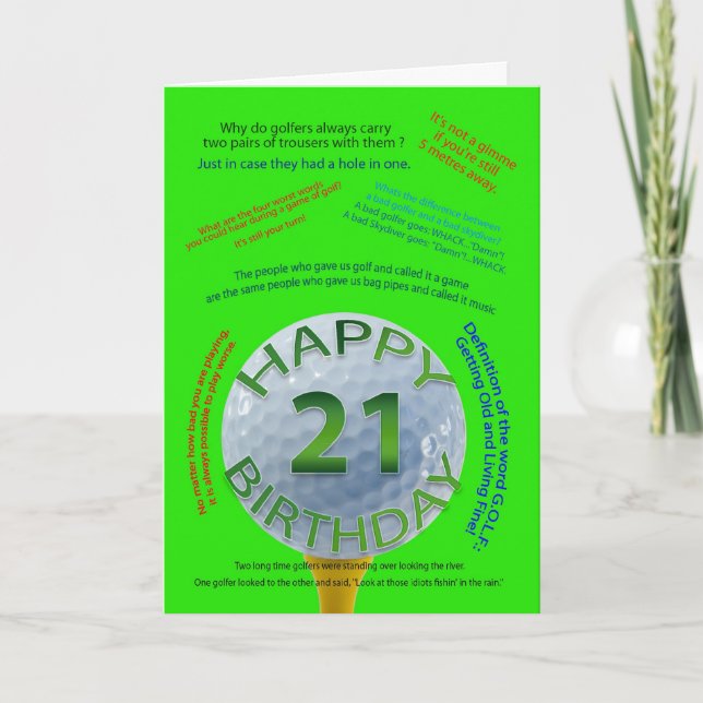 Carte d'anniversaire Golf Jokes pour 21 ans (Devant)