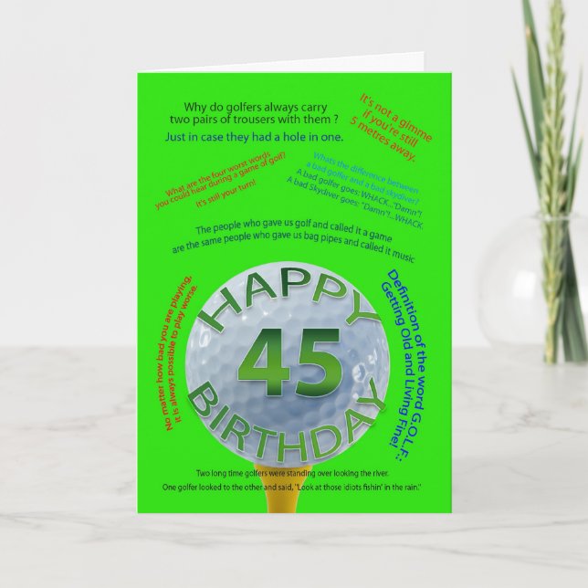 Carte d'anniversaire Golf Jokes pour 45 ans (Devant)