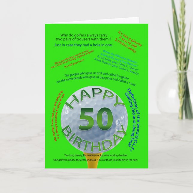 Carte d'anniversaire Golf Jokes pour 50 ans (Devant)