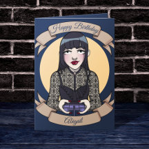 Carte d'anniversaire gothique Blue Cartoon