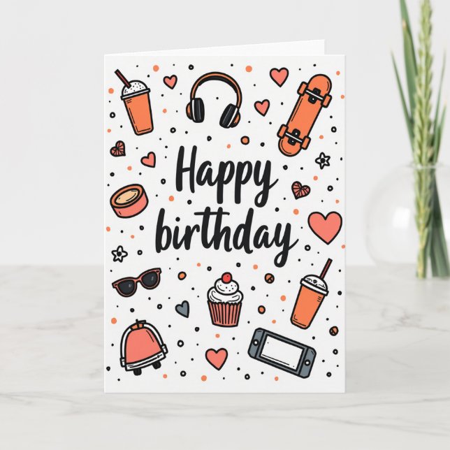 Carte d'anniversaire graphique joyeuse (Devant)