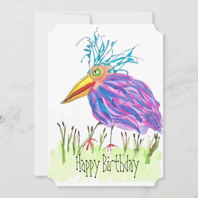 Carte d'anniversaire Gras Bird Watercolor Painting (Devant)