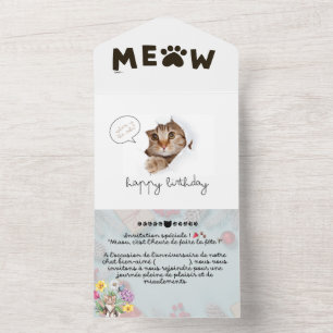 Carte d'anniversaire gratuite de chat mignon et dr