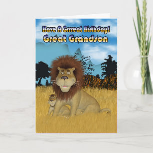 Carte d'anniversaire Great Grandson - Lion And Cub