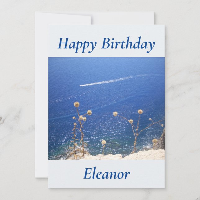 Carte d'anniversaire grecque Blue Sea Flat (Devant)