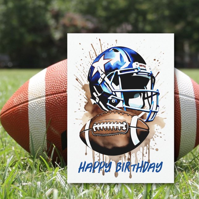 Carte d'anniversaire Gridiron Football Watercolor  (Front)