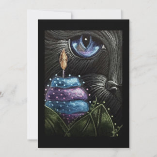 Carte d'anniversaire Halloween de chat noir avec C