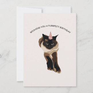 Carte d'anniversaire haloday avec chat siamese