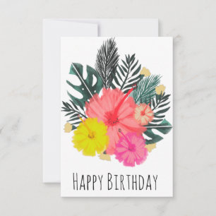 Carte d'anniversaire Hawaï dessiné à la main avec