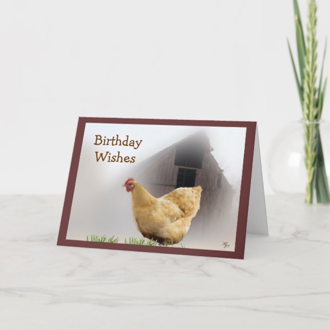 Carte d'anniversaire Hen et Old Barn - toute occas (Devant)
