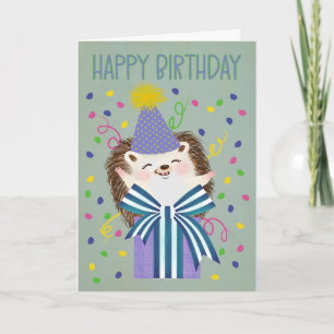 Carte d'anniversaire Hérisson avec Cadeau