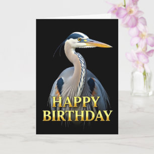 CARTE D'ANNIVERSAIRE HÉRON GROS PLAN DISTINCTIF