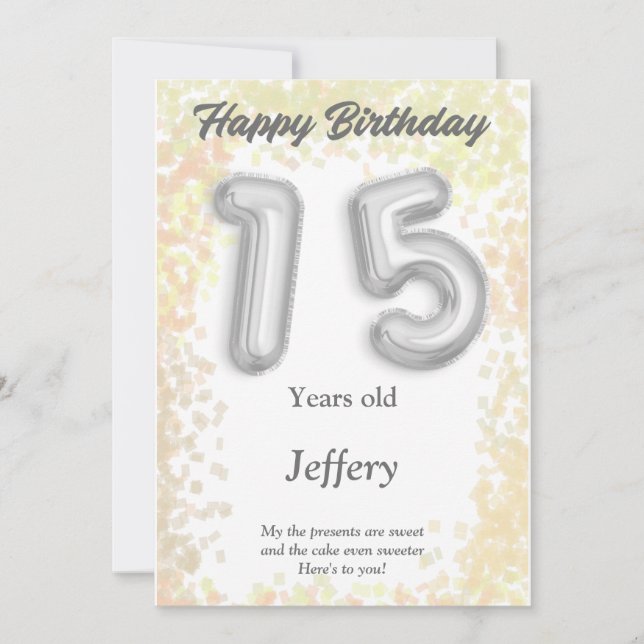 Carte d'anniversaire heureuse à 15 ans (Devant)