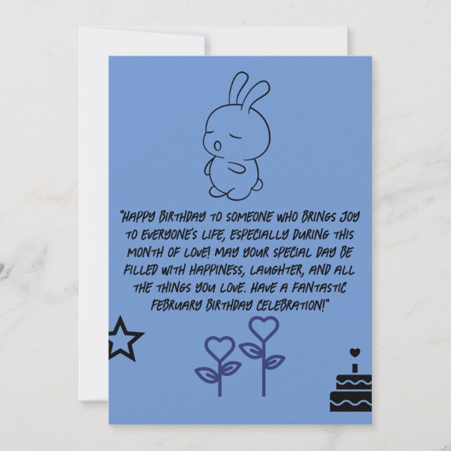Carte d'anniversaire heureuse bleue en février ave (Devant)