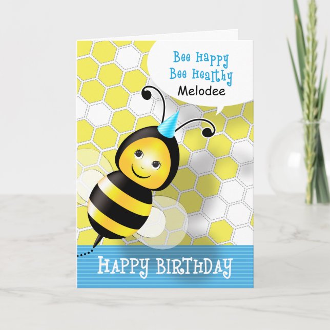 Carte d'anniversaire heureuse d'abeille (Devant)