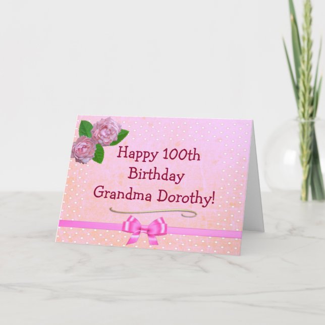 Carte d'anniversaire heureuse de grand rose de (Devant)