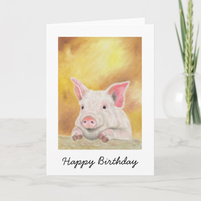 Carte d'anniversaire heureuse de porcelet (Devant)