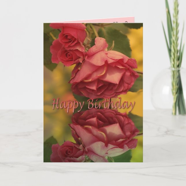 Carte d'anniversaire heureuse rose (Devant)