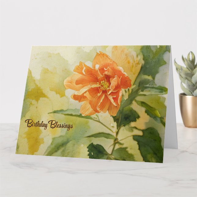 Carte d'anniversaire - Hibiscus corail (Petite plante)