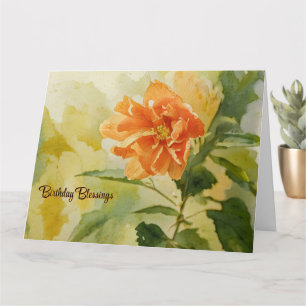 Carte d'anniversaire - Hibiscus corail